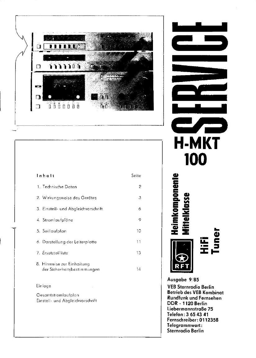 Telefunken H MKT 100 Service Manual