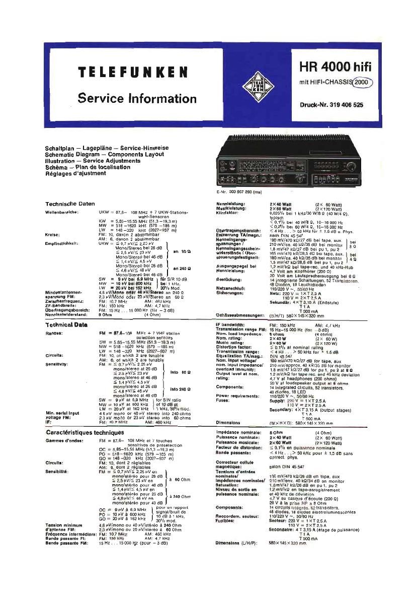 Telefunken HR 4000 Service Manual