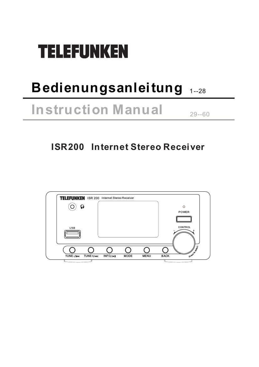 Telefunken ISR 200 Owners Manual