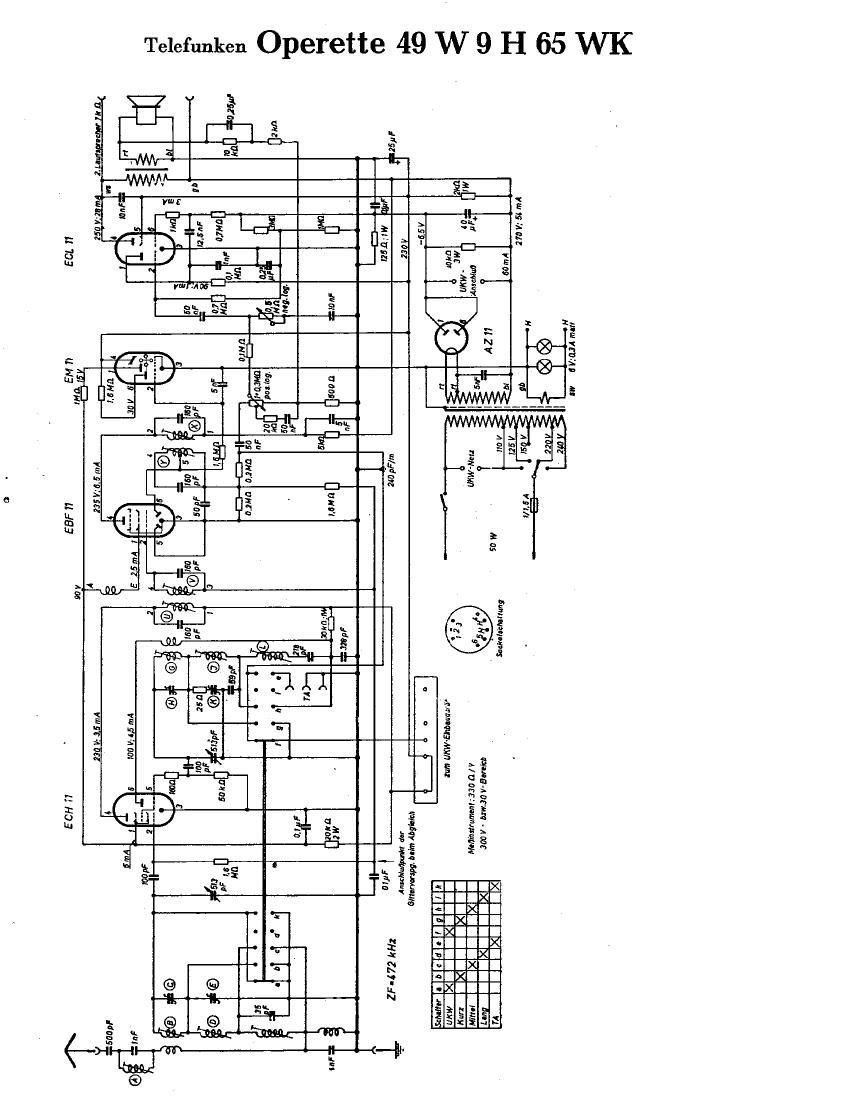 Telefunken Operette 49W 9H65 WK Schematic