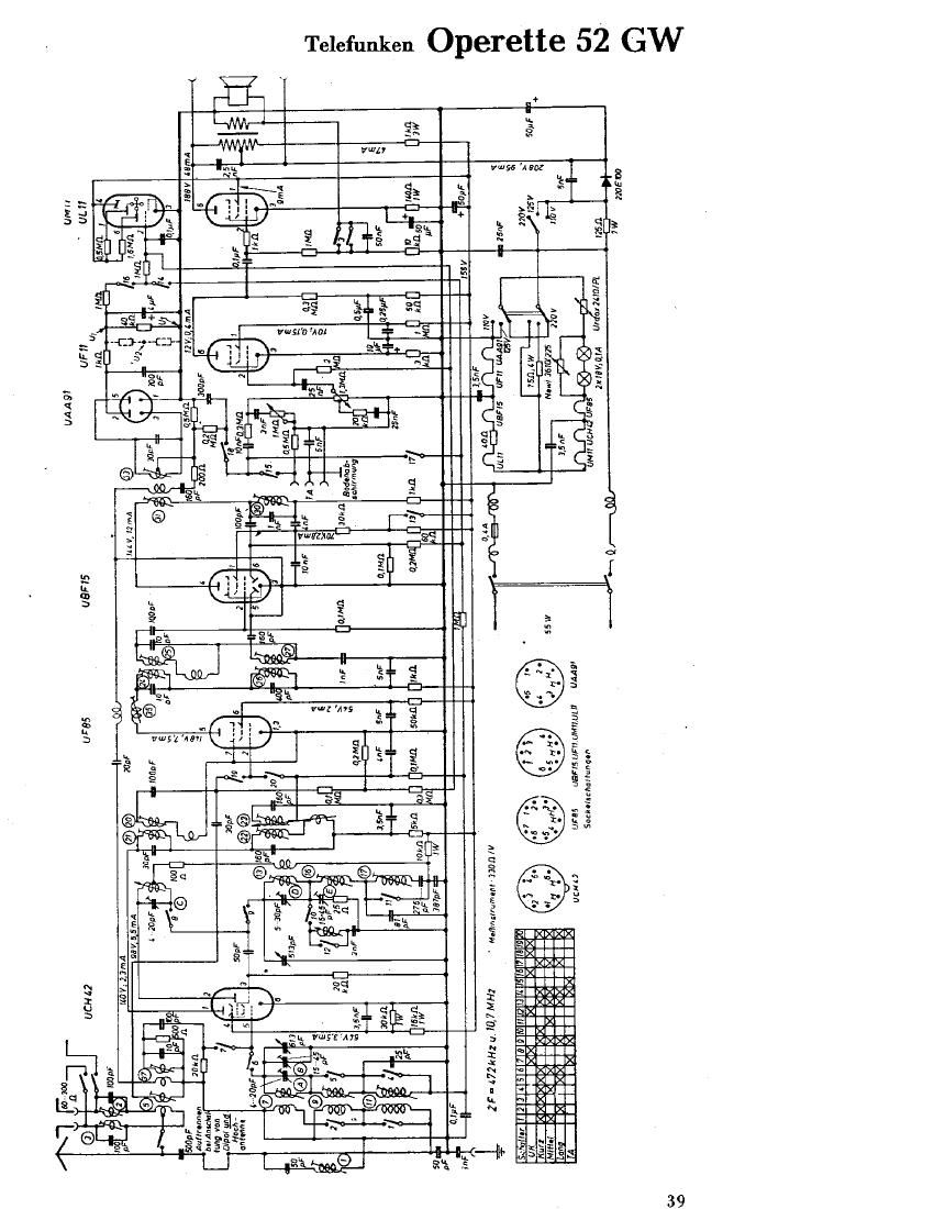 Telefunken Operette 52 GW Schematic