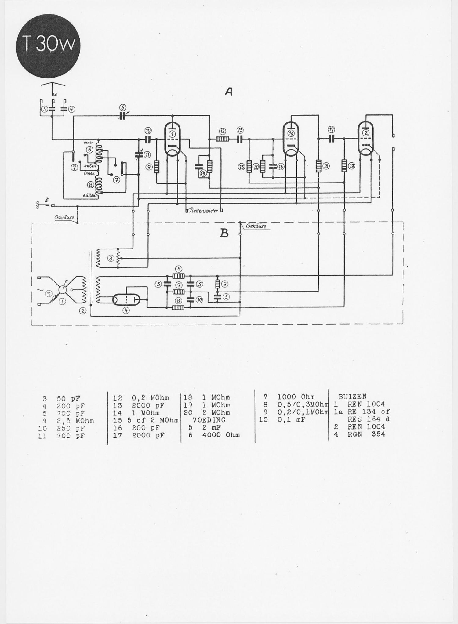 Telefunken T30 W Schematic