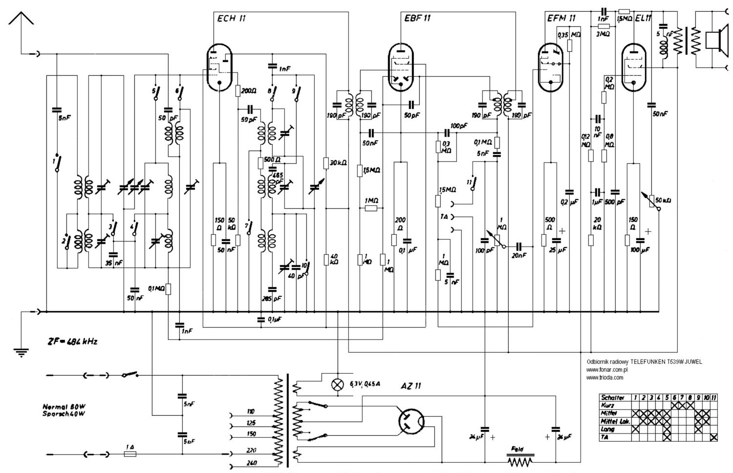 Telefunken T539 W Juwel Schematic