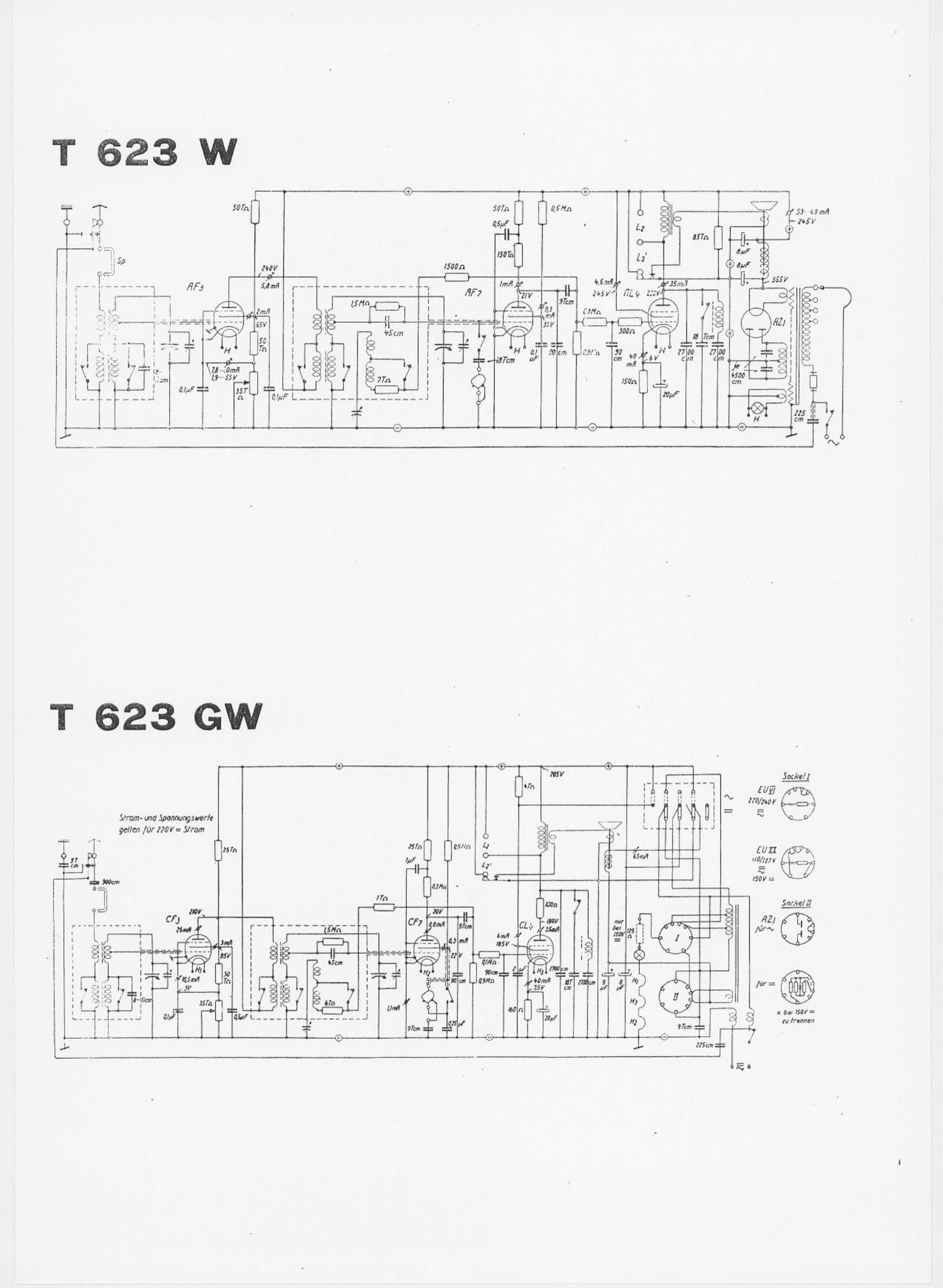 Telefunken T623 W Schematic