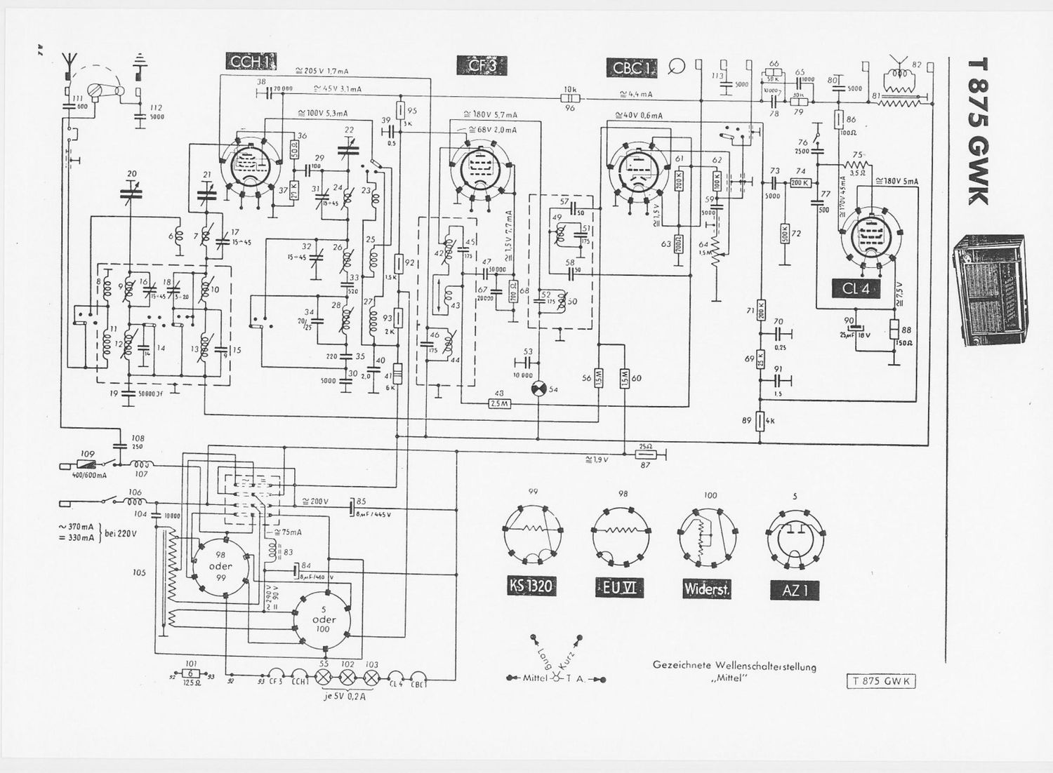 Telefunken T875 GWK Schematic