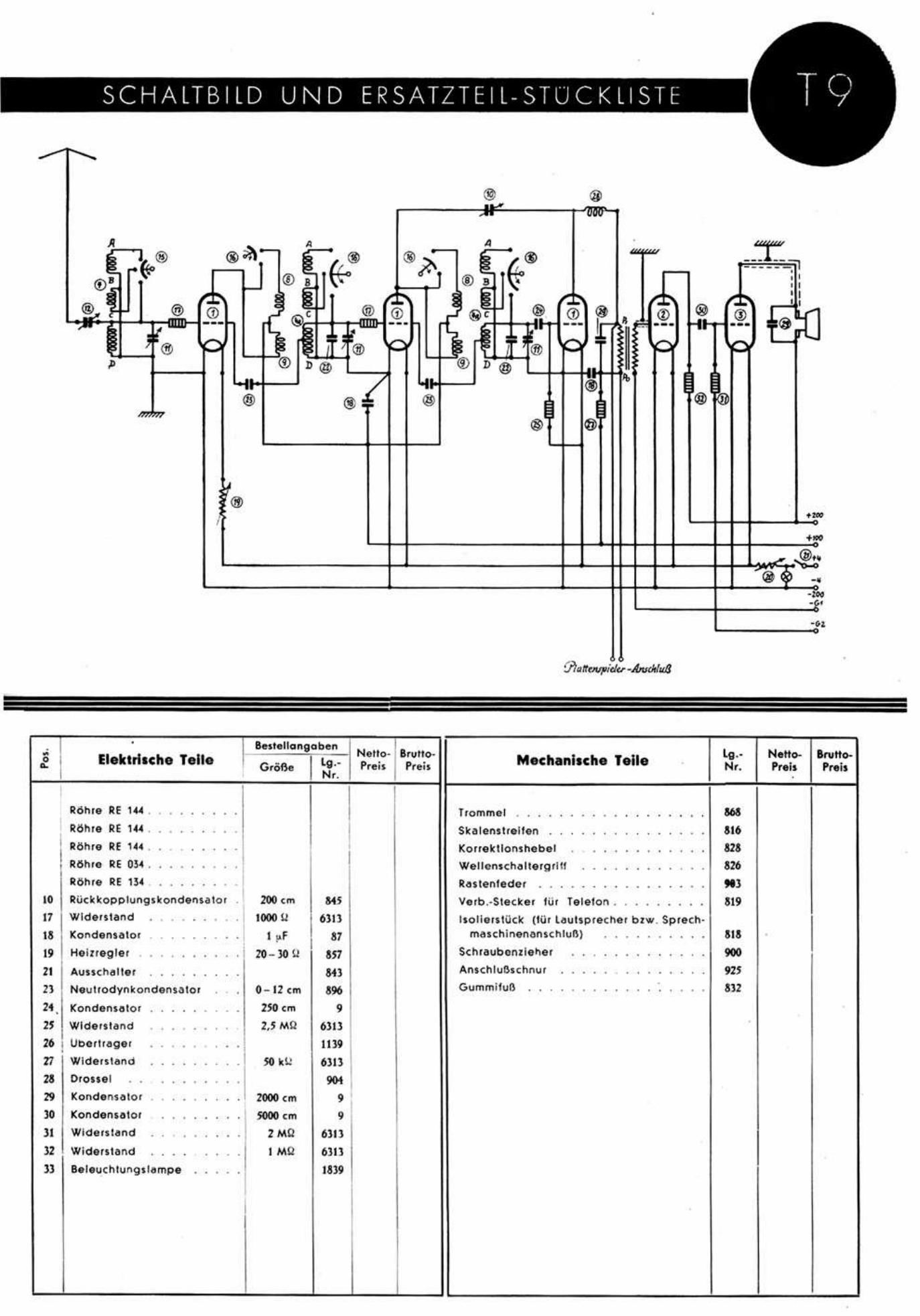 Telefunken T9 Schematic