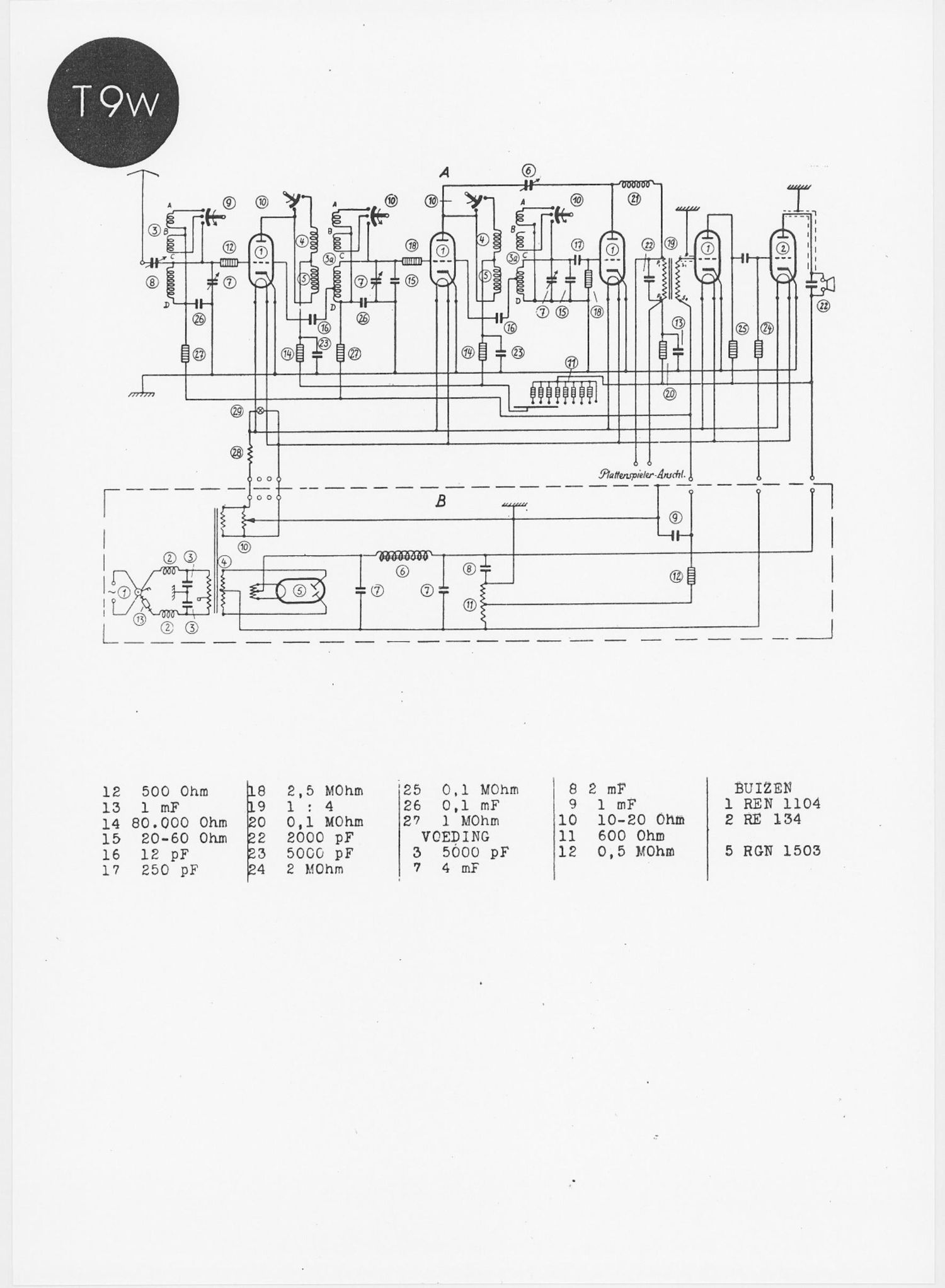 Telefunken T9 W Schematic