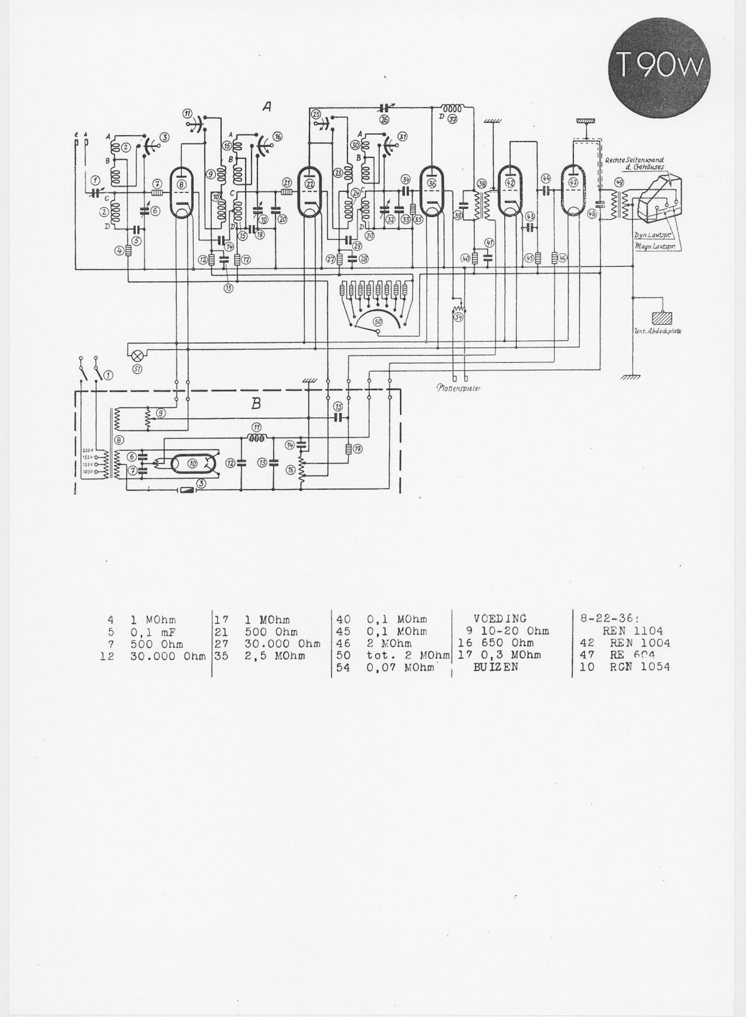 Telefunken T90 W Schematic 2