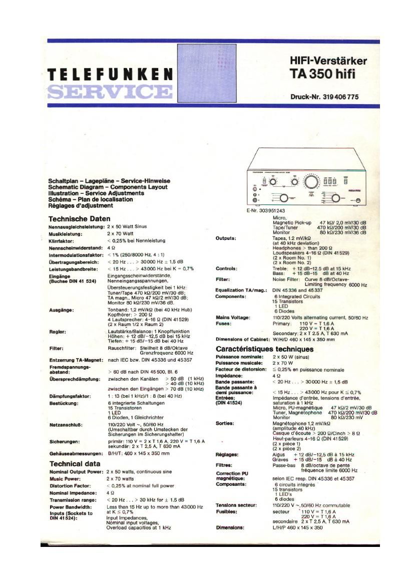 Telefunken TA 350 Service Manual