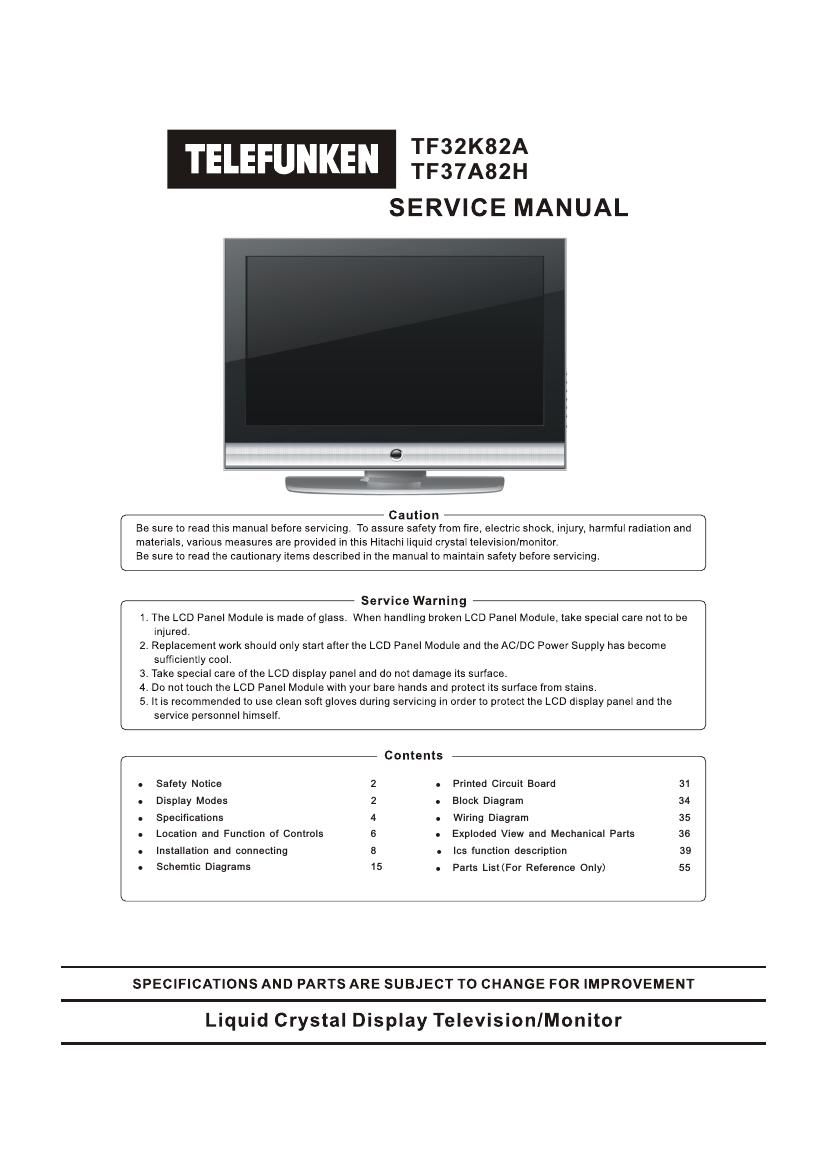 Telefunken TF 37A82 H Service Manual