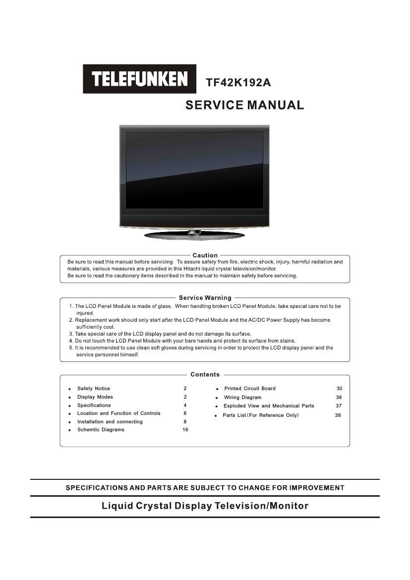 Telefunken TF 42K191 A Service Manual