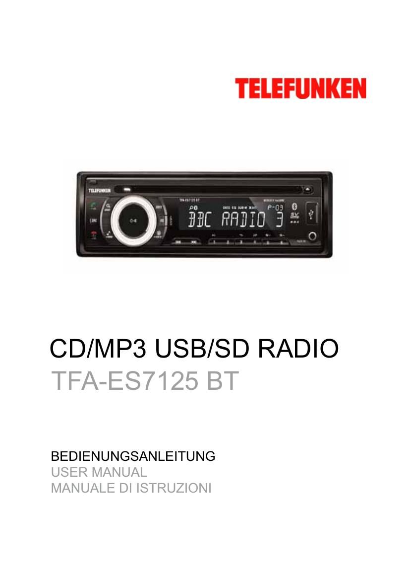 Telefunken TFA ES 7125 BT Owners Manual