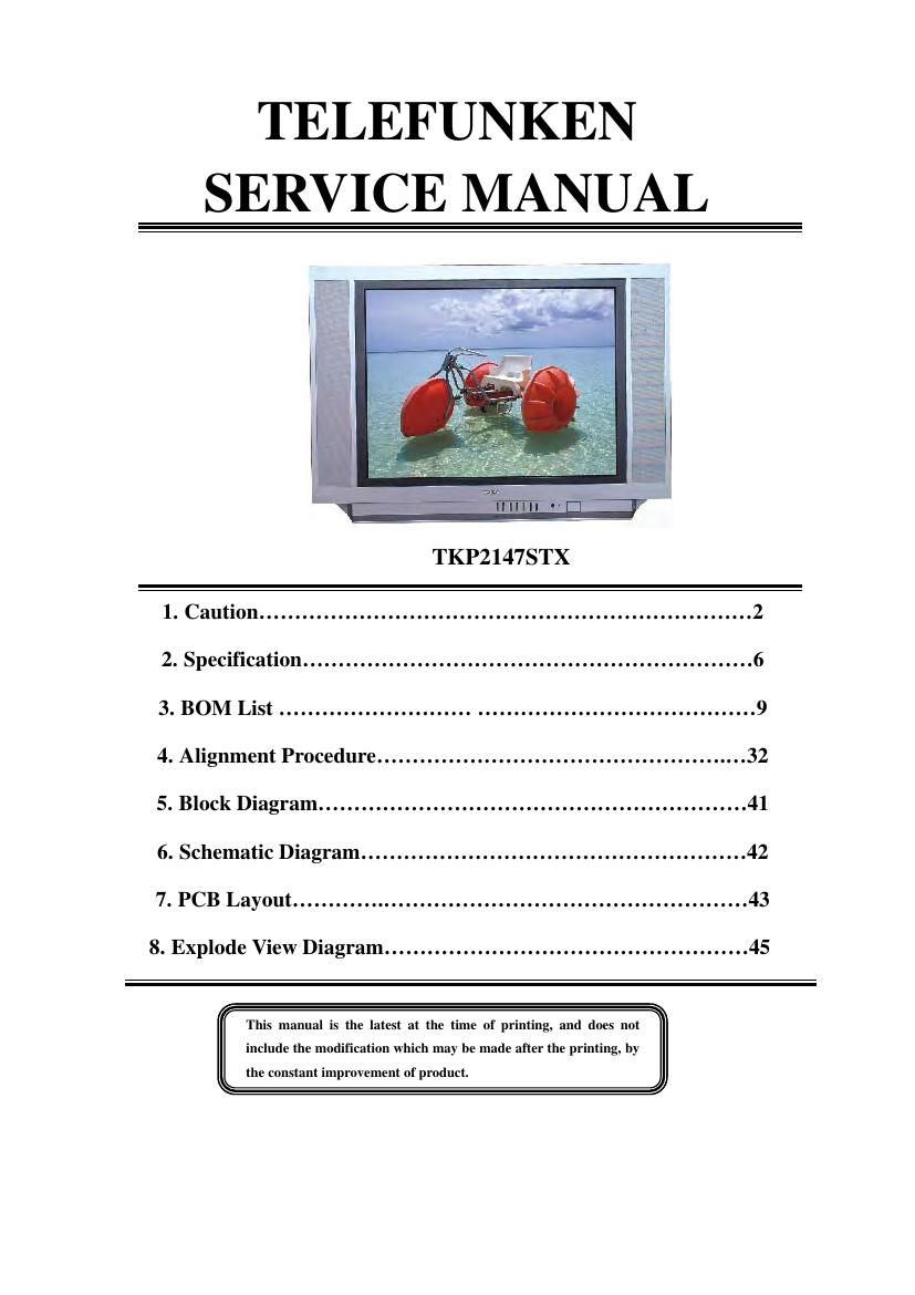 Telefunken TKP 2147 STX Service Manual