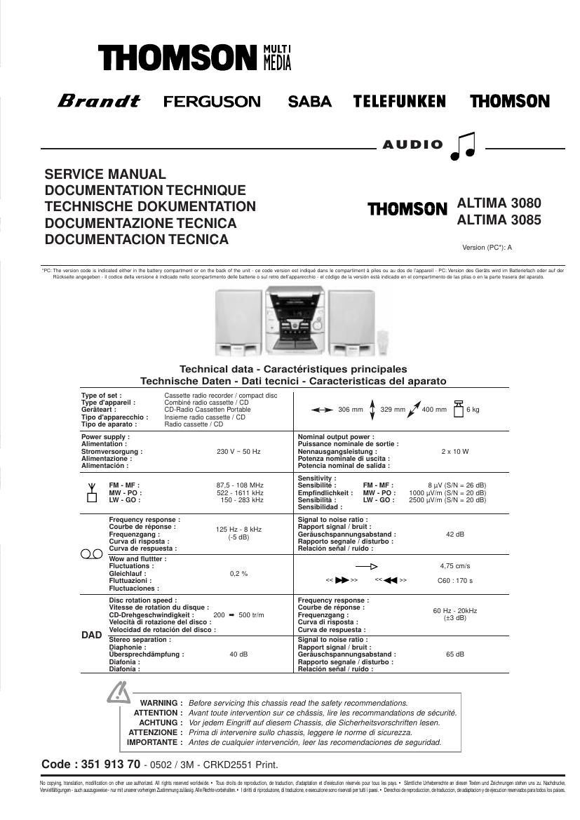 thomson altima 3080 altima 3085