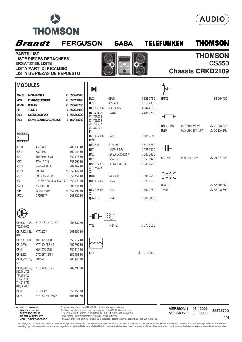 thomson cs550 chassis crkd2109