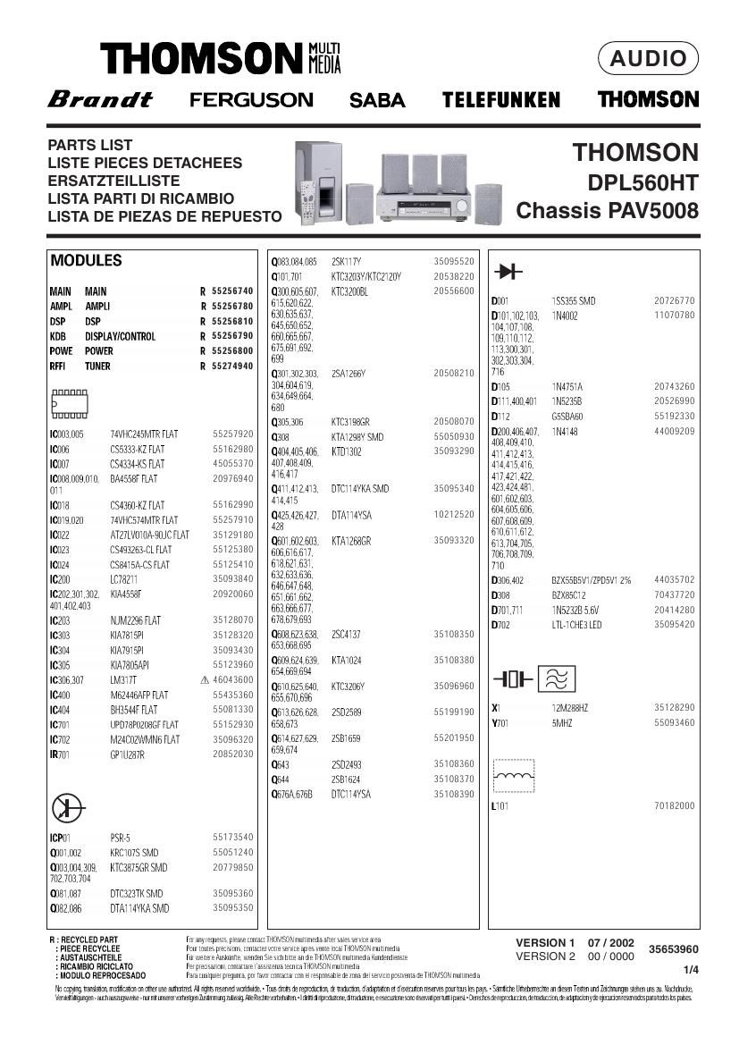 thomson dpl560ht schematics