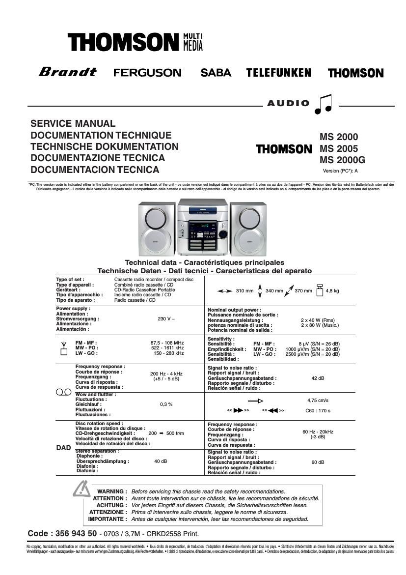 thomson ms2000 ms2005 crkd2558