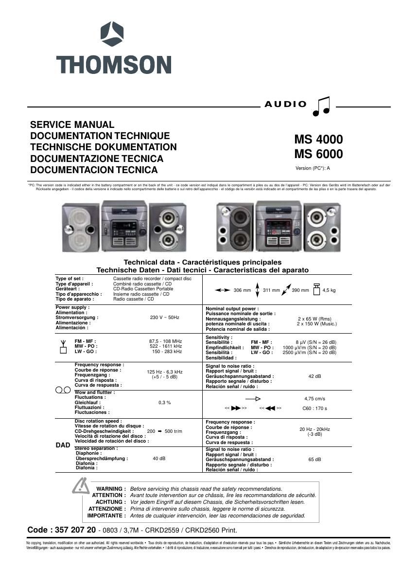 thomson ms4000 ms6000 crkd2560