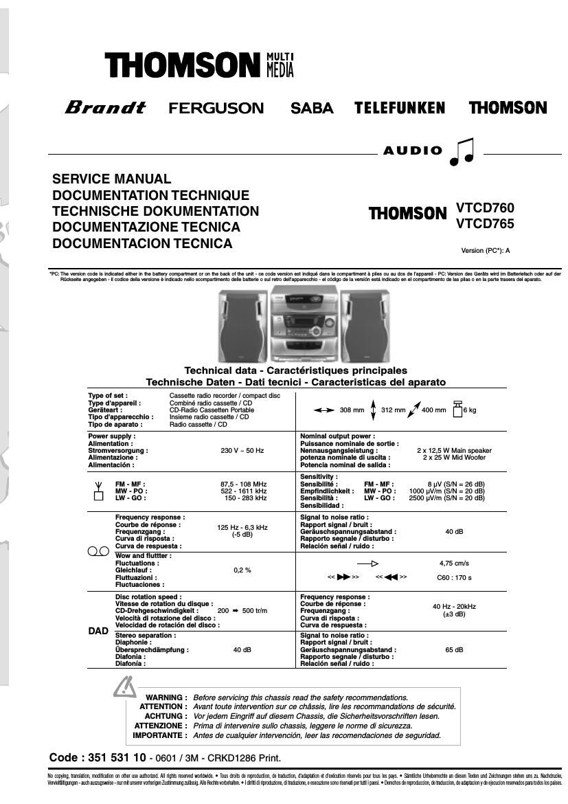 thomson vtcd760 vtcd765