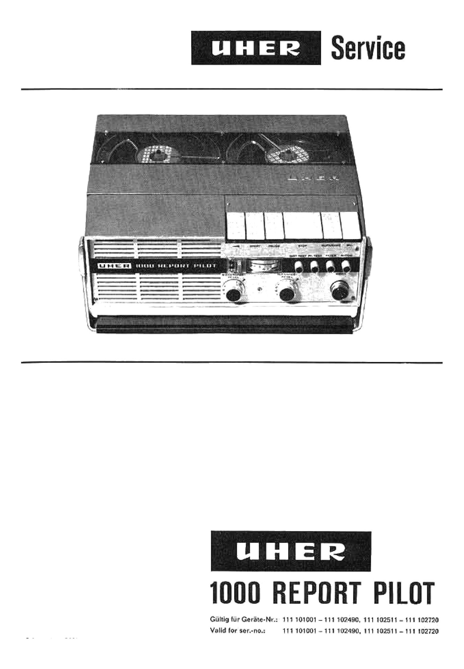 Uher 1000 Report Pilot Service Manual