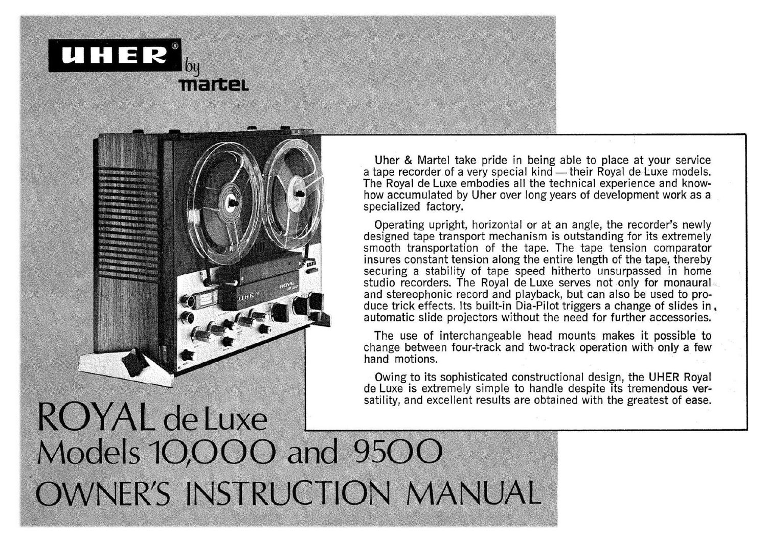 Uher 10000 Royal de Luxe Owners Manual