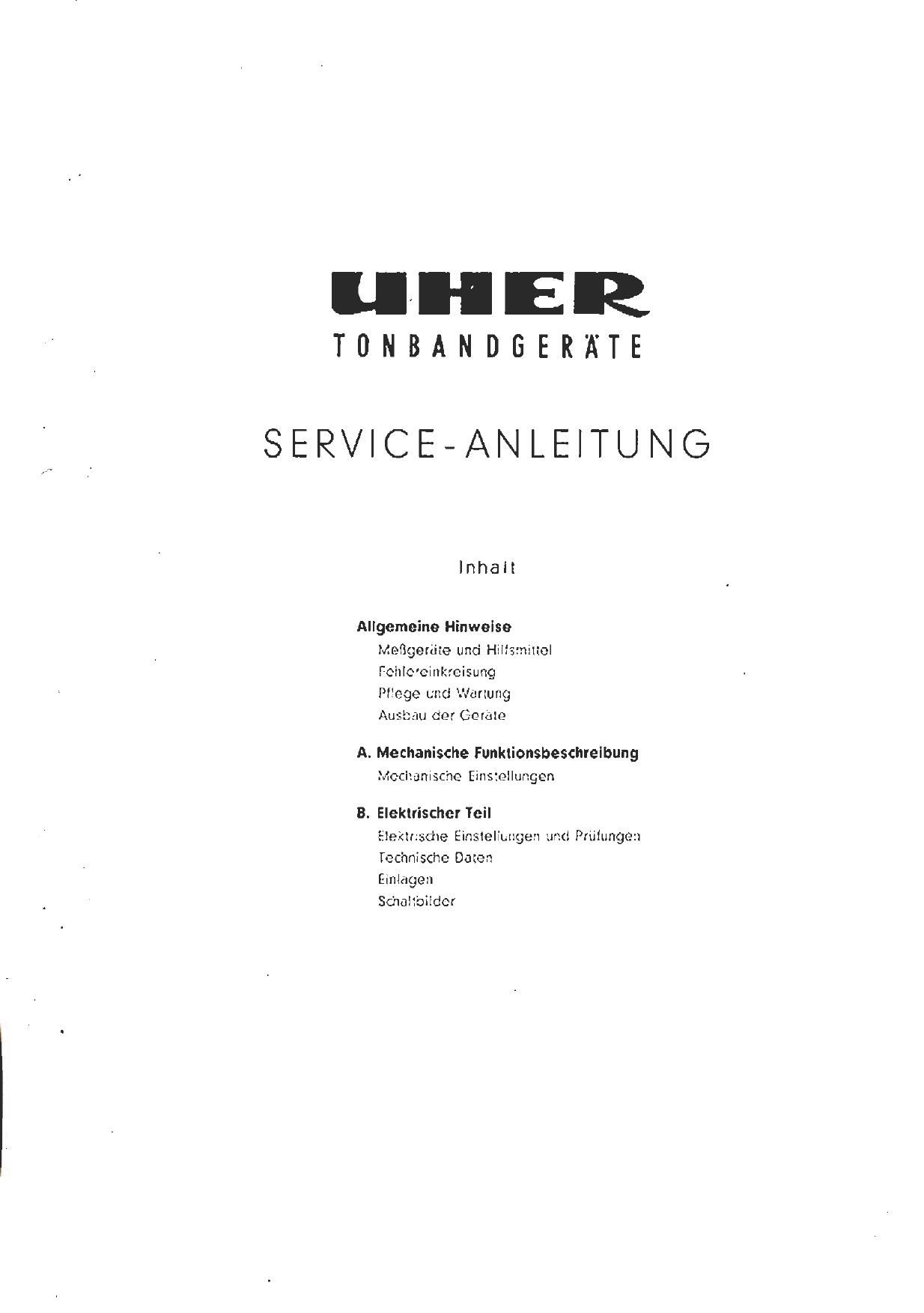 Uher 195 Service Manual