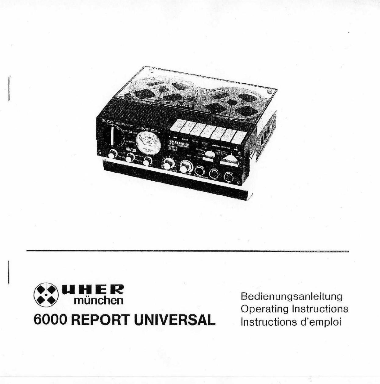 Uher 6000 Report Owners Manual