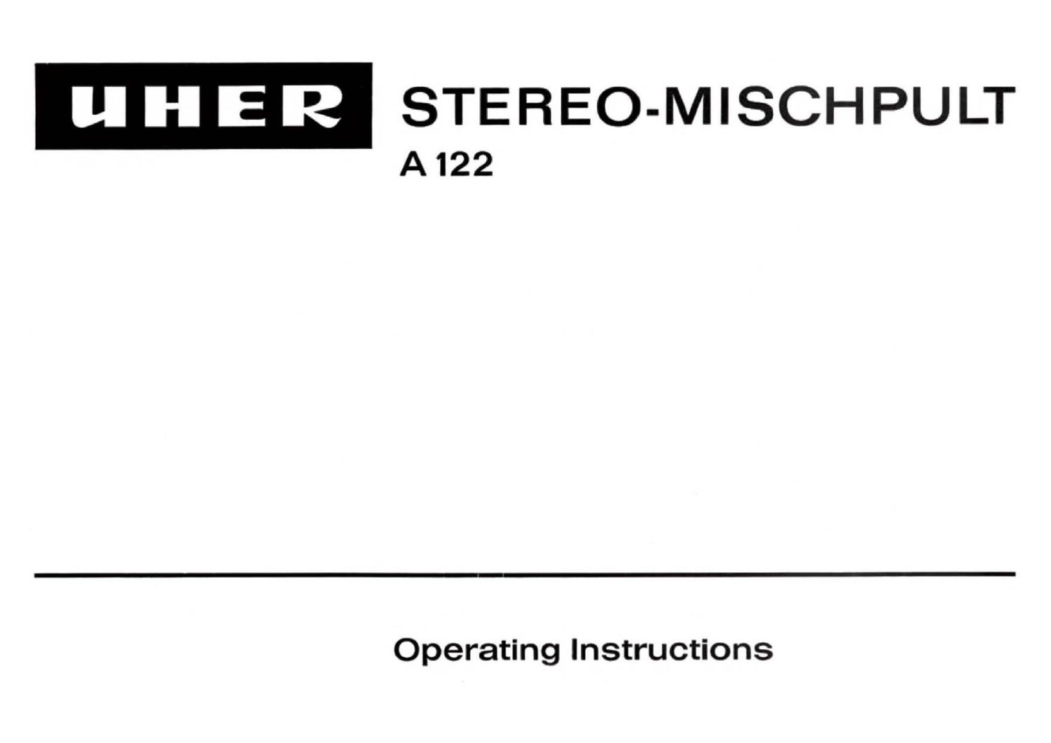 Uher A 122 Owners Manual