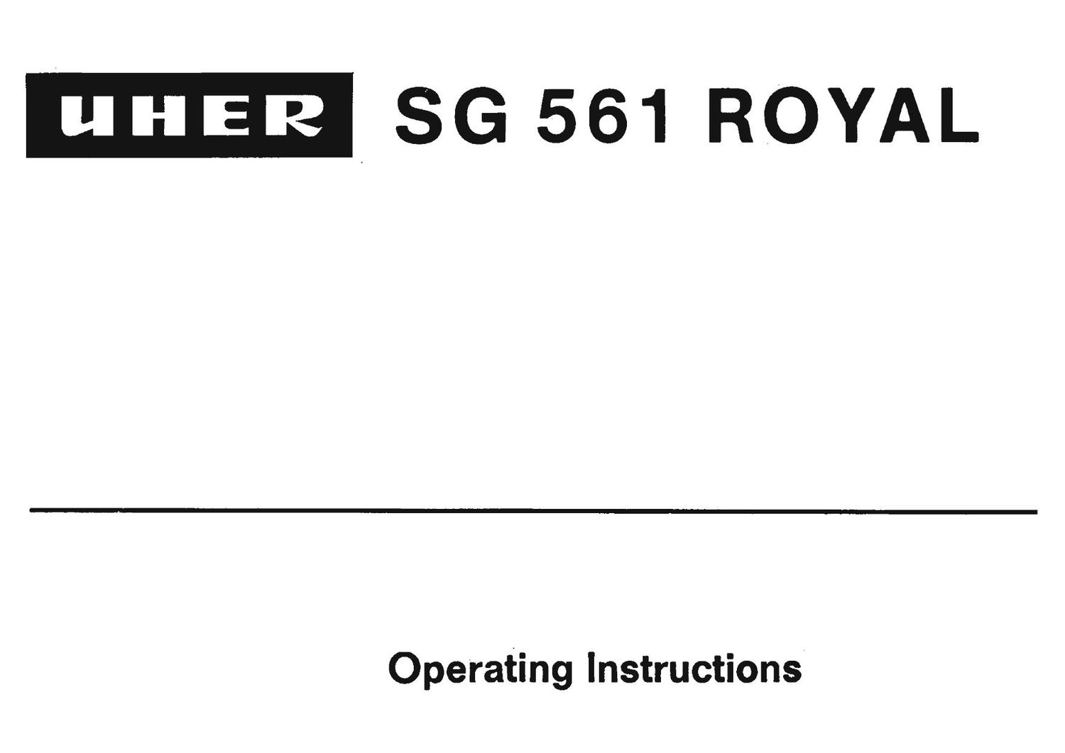 Uher SG 561 Royal Owners Manual