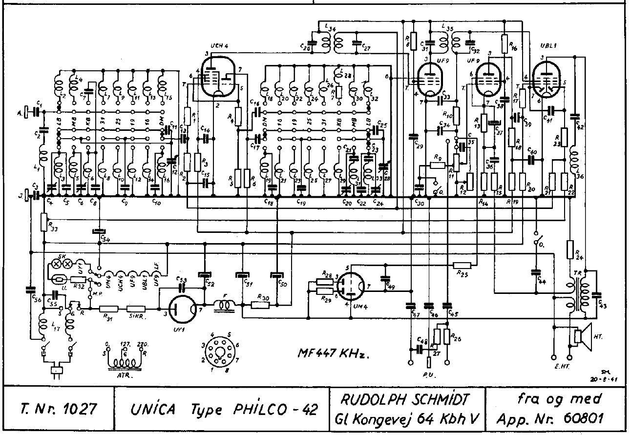 unica Philco 42 1027 schematic