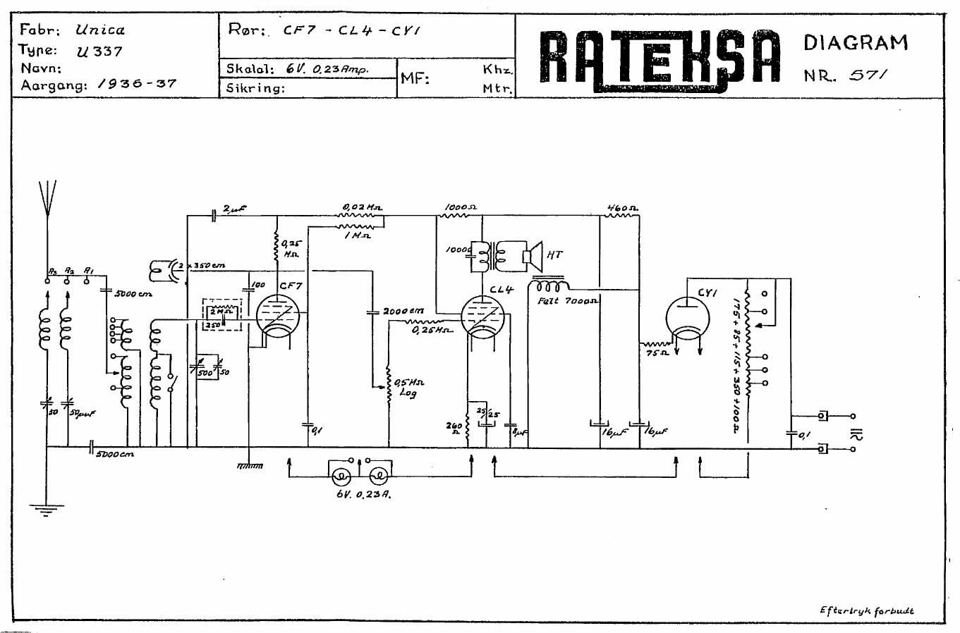 unica Storstationsmodtager U337 schematic