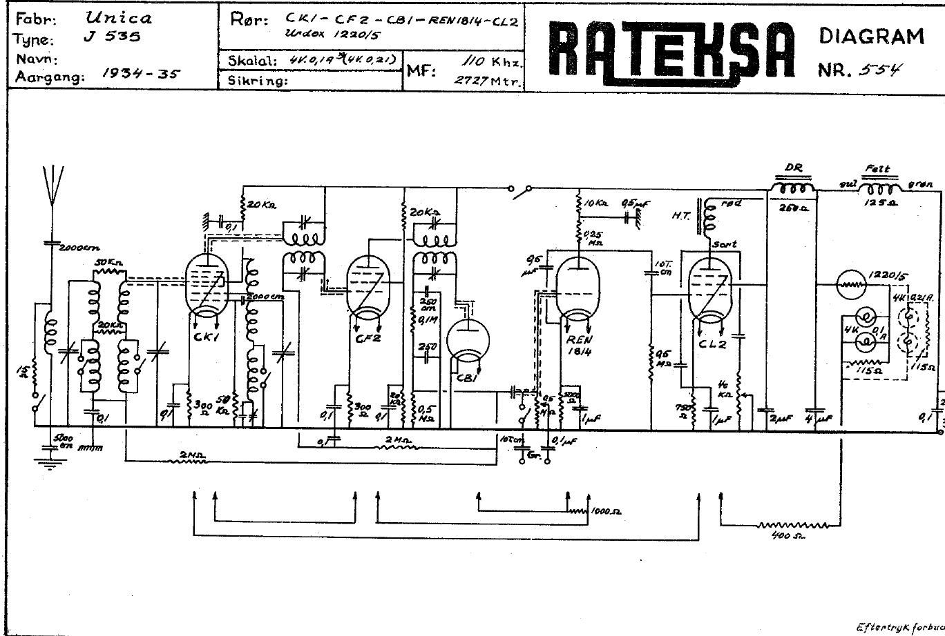 unica Superheterodynemodtager J535 schematic