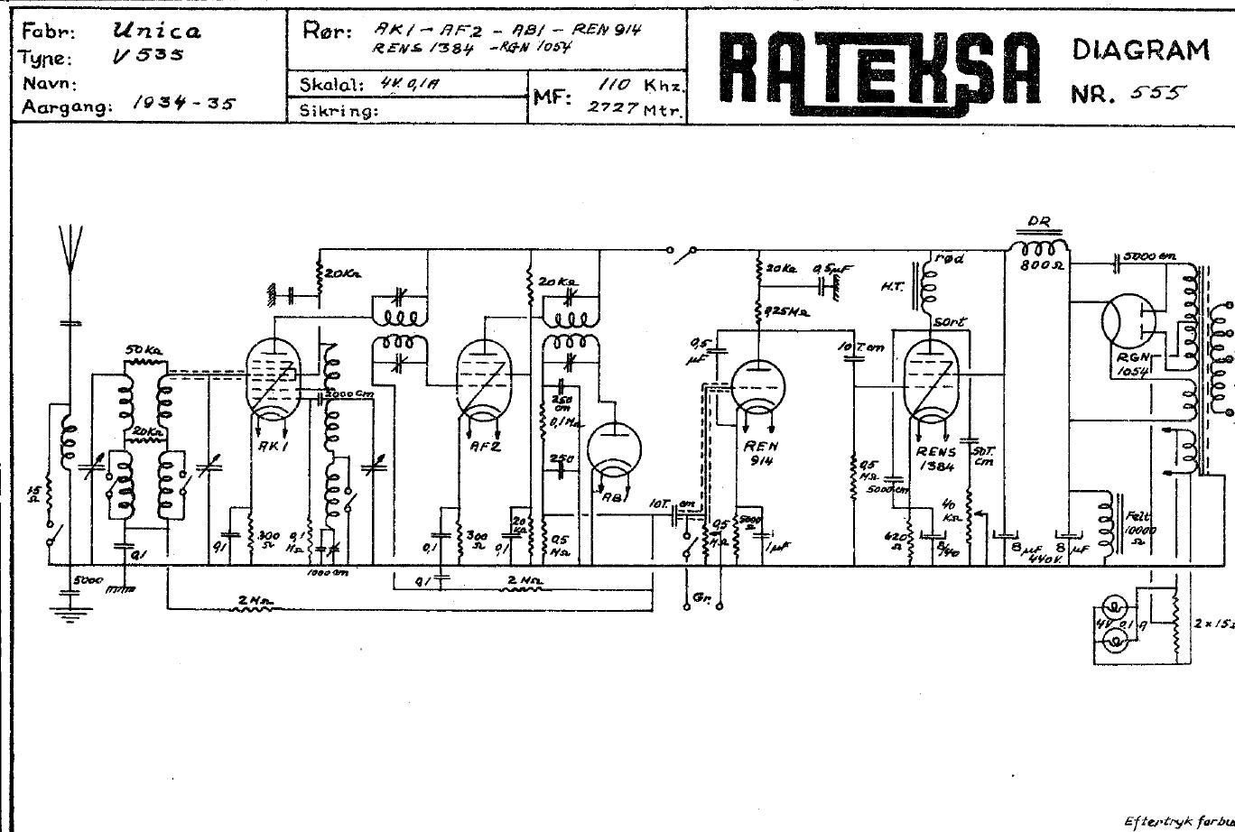 unica Superheterodynemodtager V535 schematic