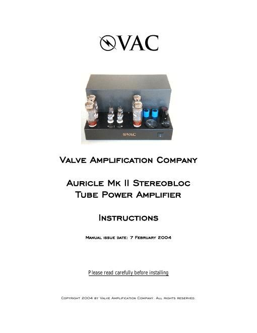 vac auricle mk2 stereobloc owners manual