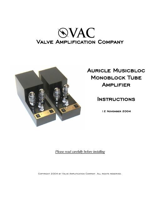 vac auricle musicbloc owners manual