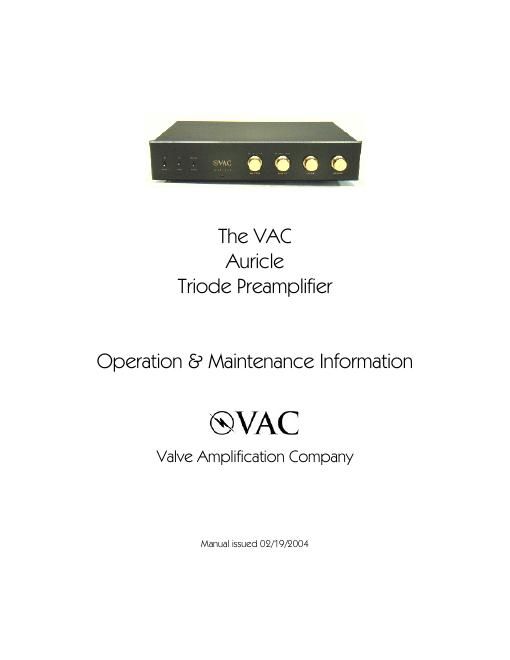 vac auricle pre owners manual