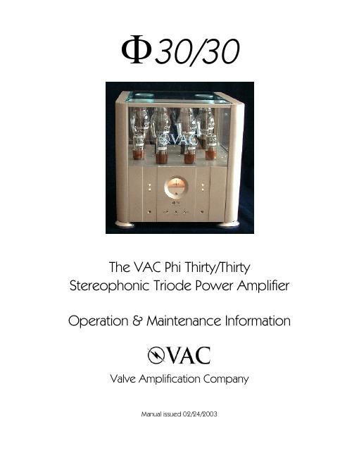 vac phi 3030 owners manual