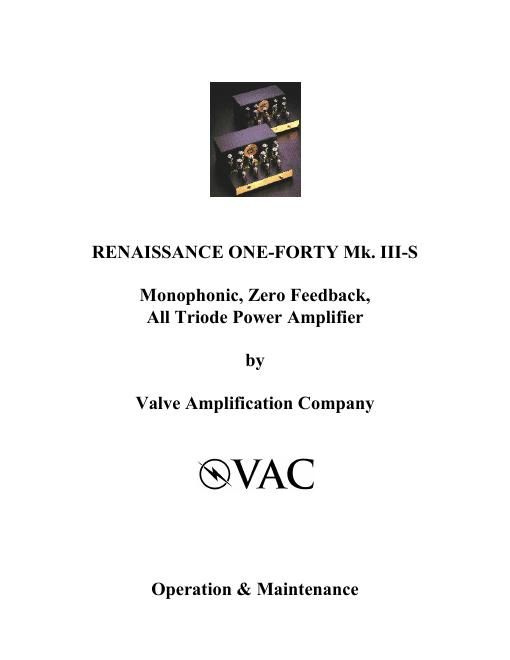 vac renaissance 140 owners manual