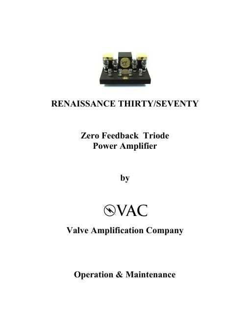 vac renaissance 3070 owners manual