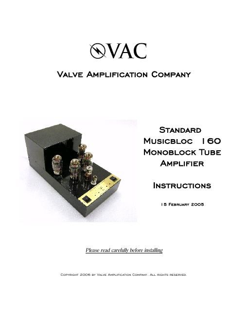vac standard musicbloc 160 owners manual