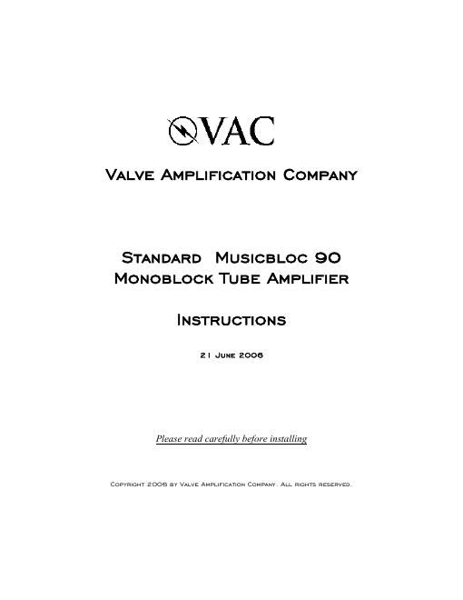 vac standard musicbloc 90 owners manual