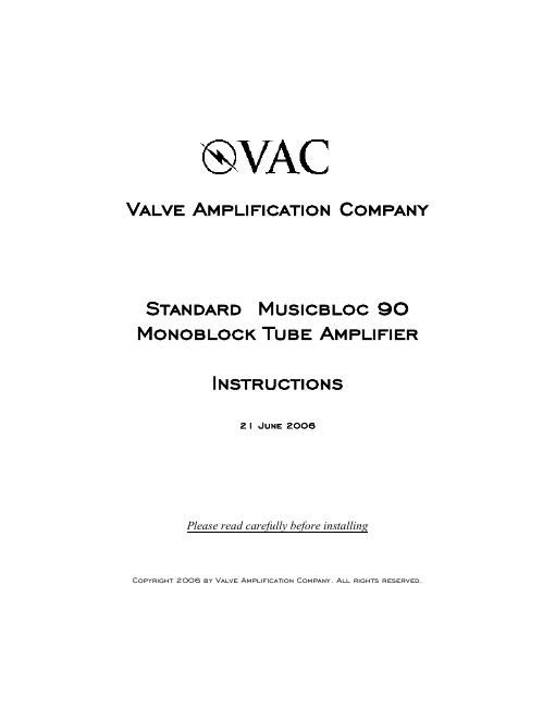 vac standard musicbloc 90 owners manual