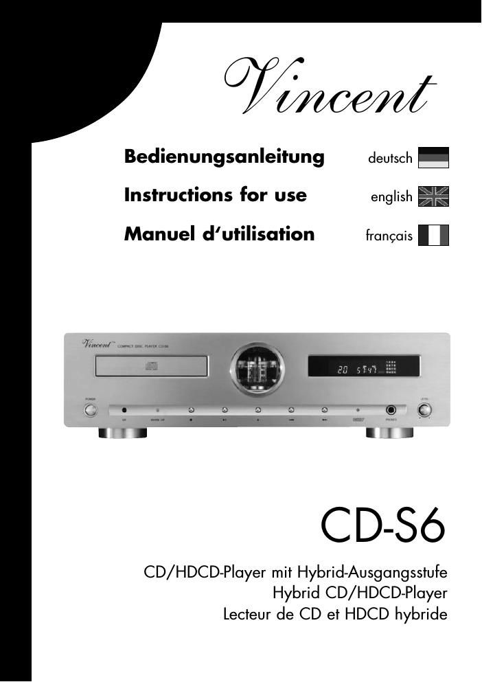 vincent cds 6 owners manual