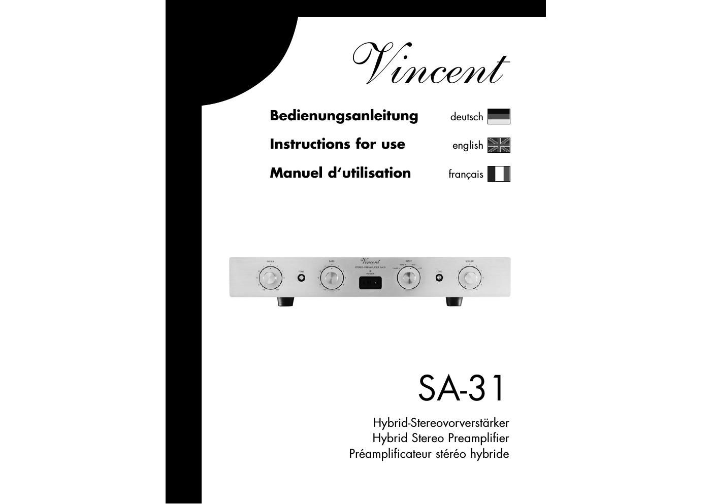 vincent sa 31 owners manual