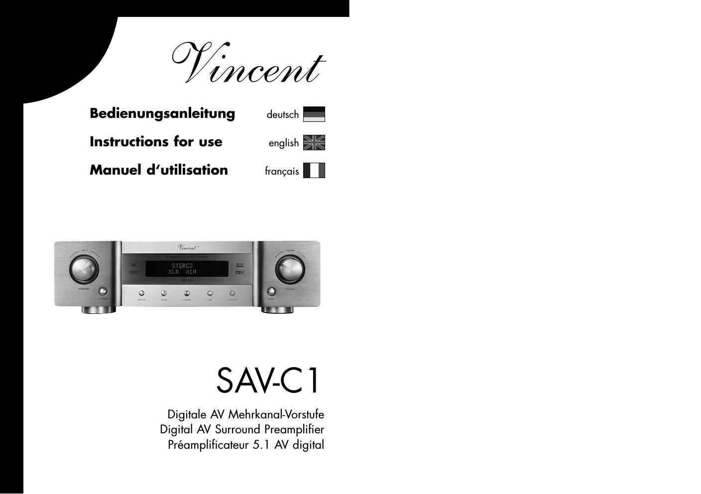 vincent savc 1 owners manual