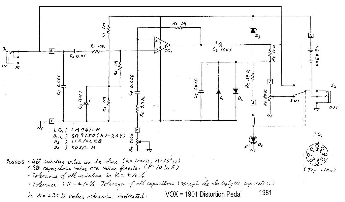 vox 1901 distortion schematic