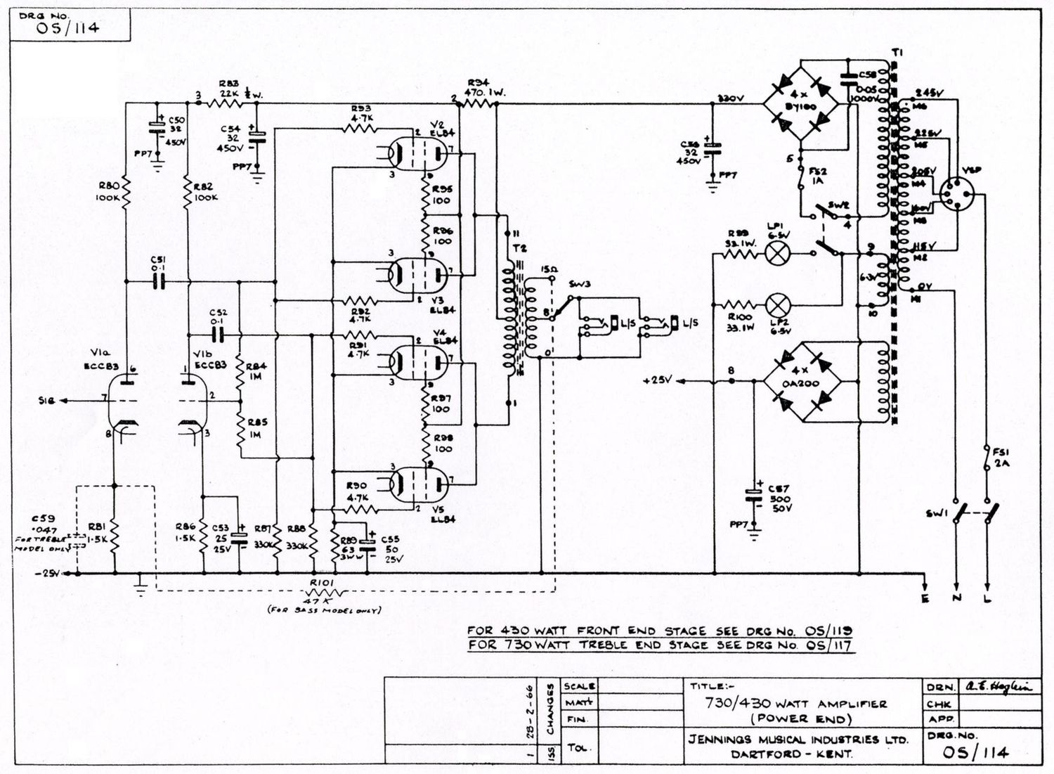 vox 730 430 power amp schematic