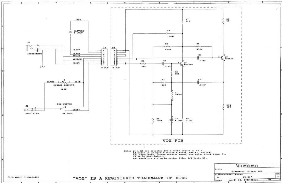 vox 847 re issue wah 1993 schematic