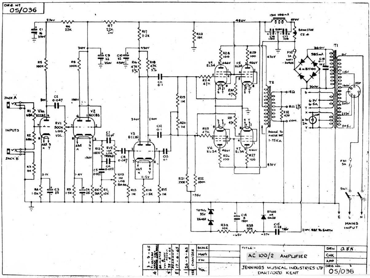 vox ac100 1965 schematic