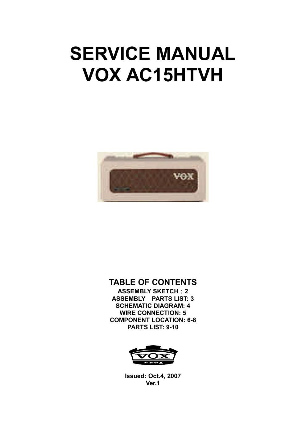vox ac15 htvh service manual
